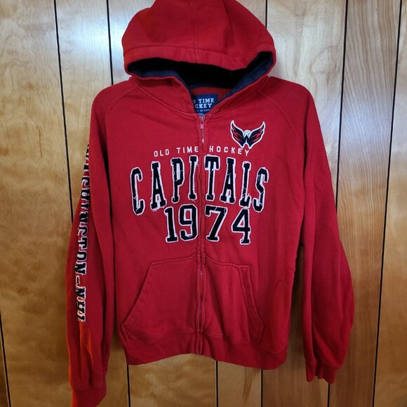 WASHINGTON CAPITALS Women's Hoodie LARGE Full Zip Up RED Old Time Hockey NHL B3 - Picture 2 of 6